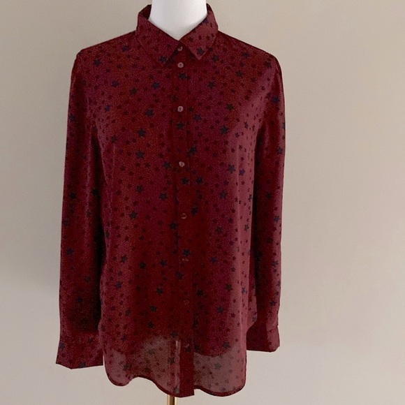 Kookai Star Print Button Down Blouse - Picture 1 of 8